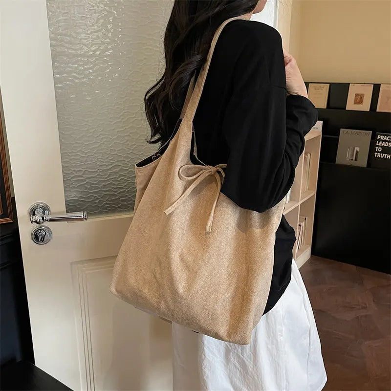 Women's Vintage Suede Shoulder Bag – Large Capacity Tote