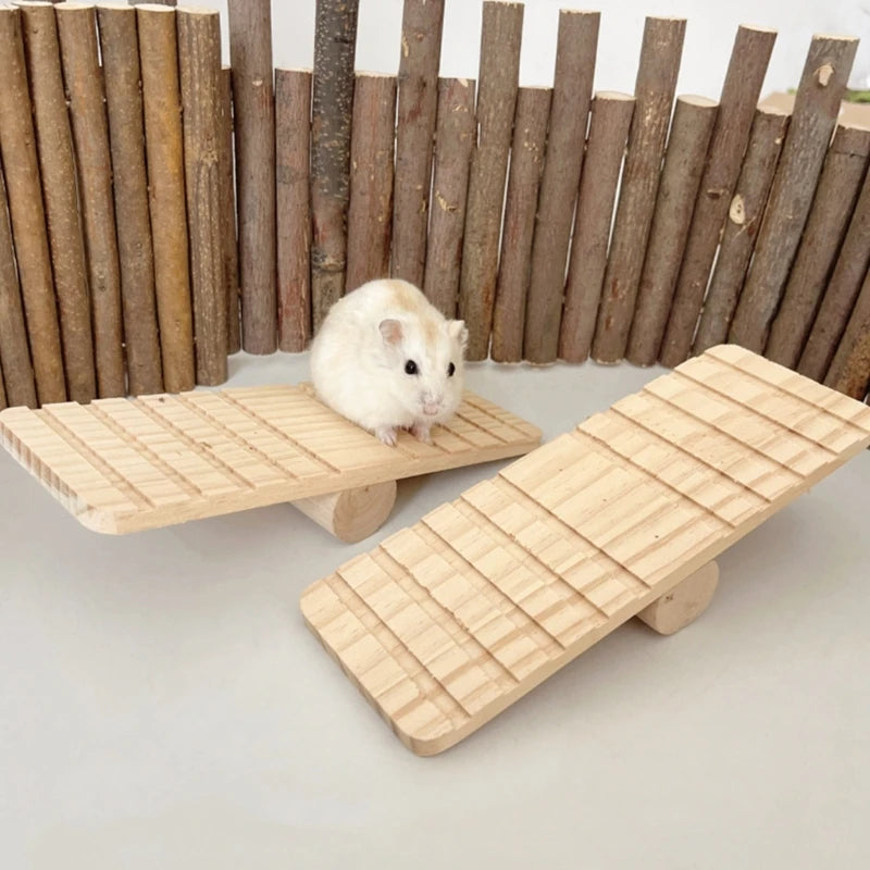 Wooden Hamster Seesaw Bridge Toy – Ladder & Hammock for Pets Small Pet Toy Nixie