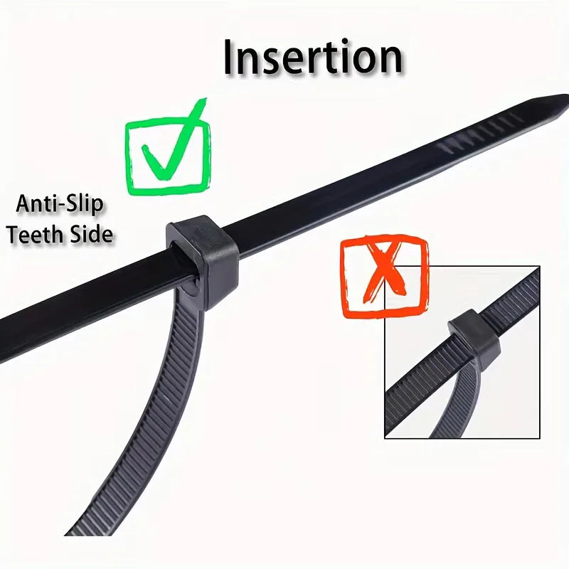 250pcs 8MM Heavy Duty Black Nylon Cable Zip Ties – Water Resistant Nylon Cable Ties Nixie