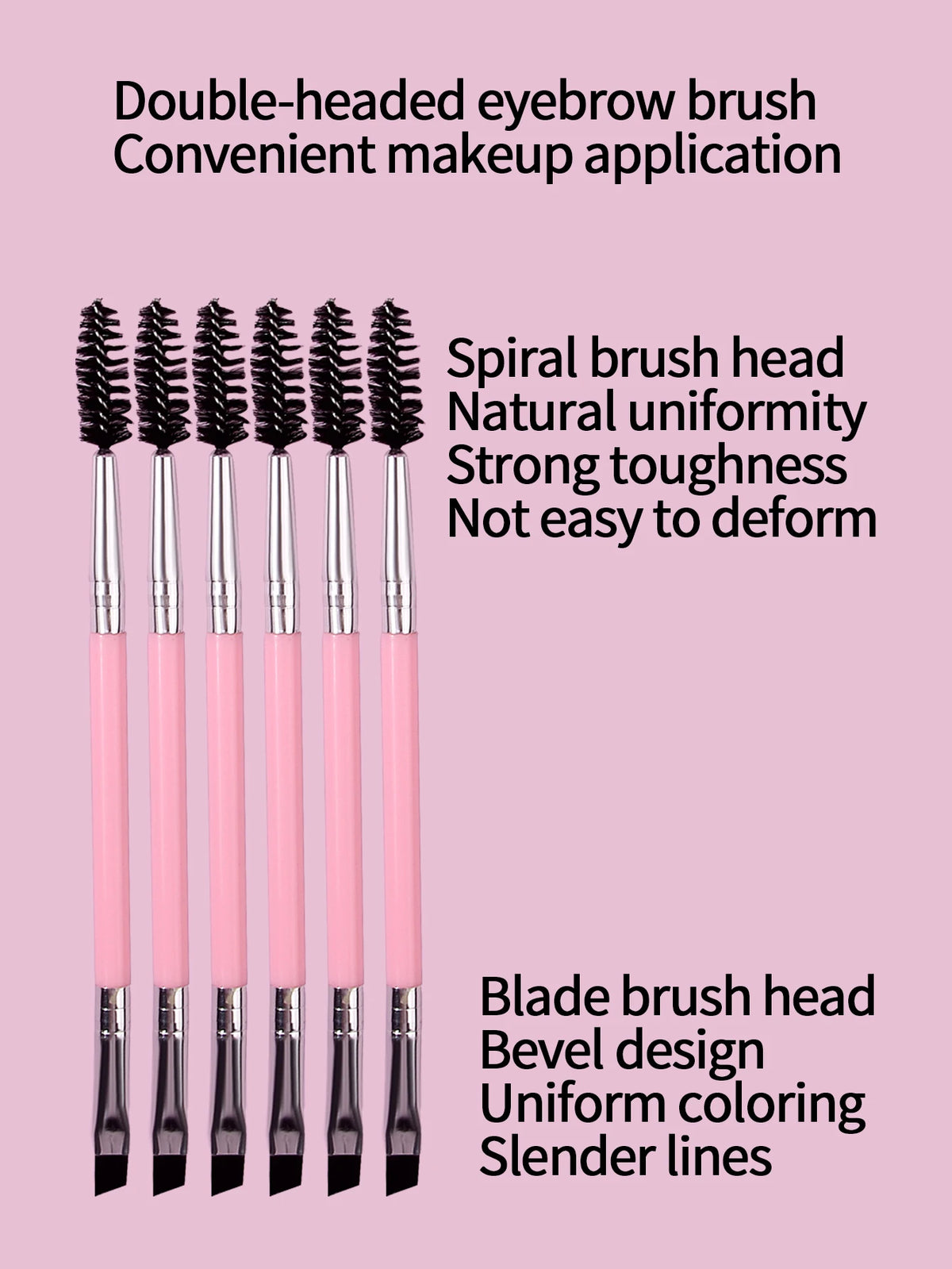 5PCS Pink Double-Ended Mascara & Eyebrow Brush Set Eye Makeup Brush Nixie