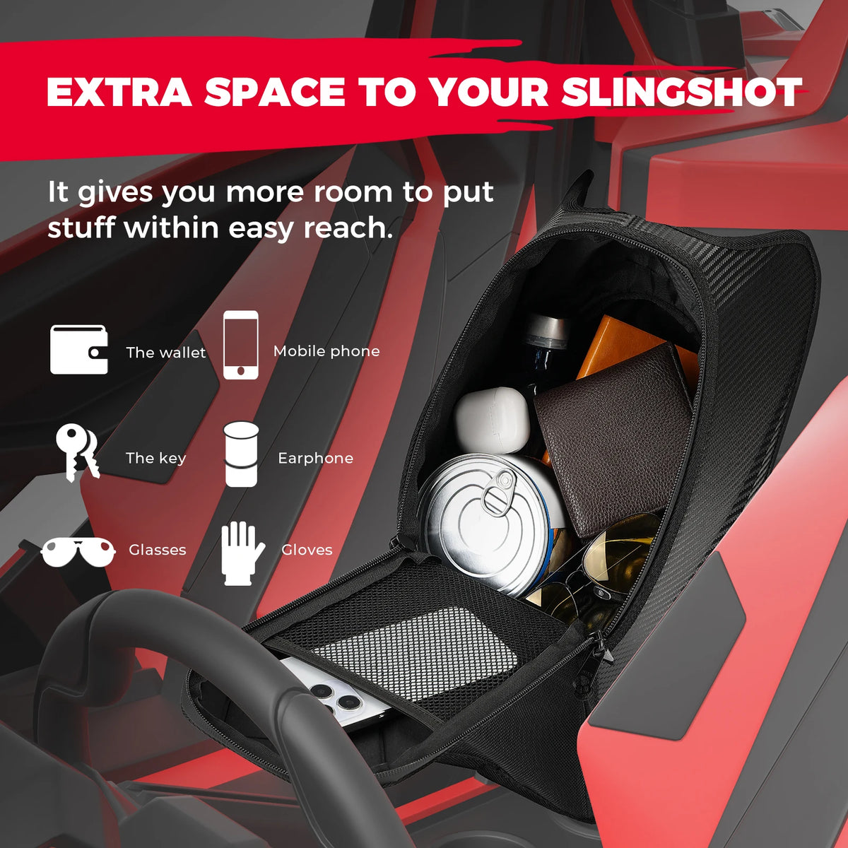 Center Console Storage Bag for Polaris Slingshot 2020-2026 Console Storage Bag Nixie