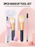 3-Piece Makeup Brush Set – Blush, Lash & Eyebrow Brushes Makeup Brush Set Nixie 3pcs