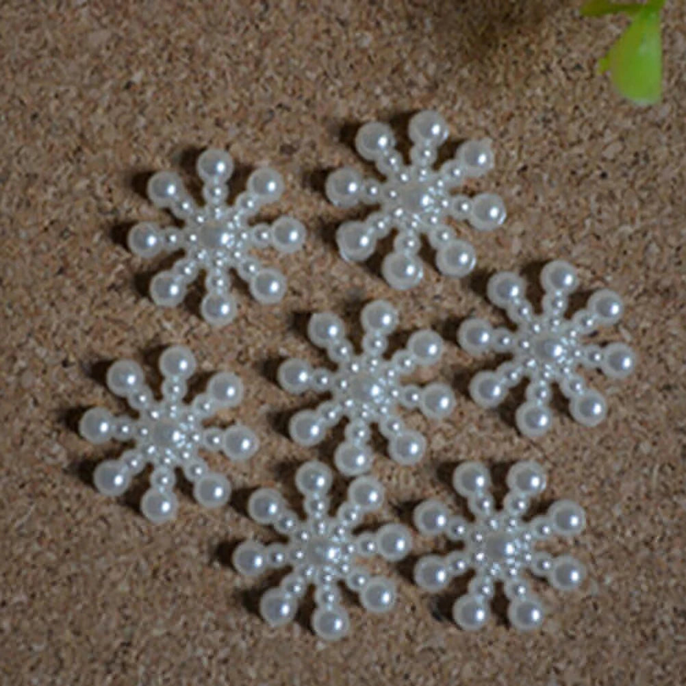 100pcs Pearl Resin Snowflake Flatbacks 12mm – DIY Craft Decor