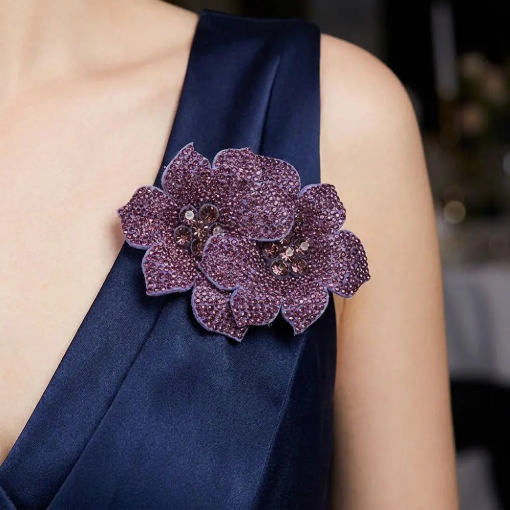 3D Camellia Rhinestone Flower Patch – Sparkling Rose Brooch Rhinestone Flower Patch Nixie