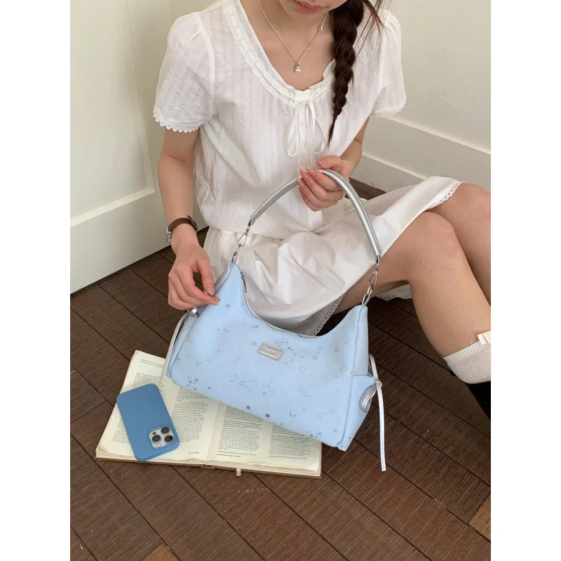 Korean-Style Blue Star Women's Large Tote & Crossbody Bag Women's Tote Bag Nixie