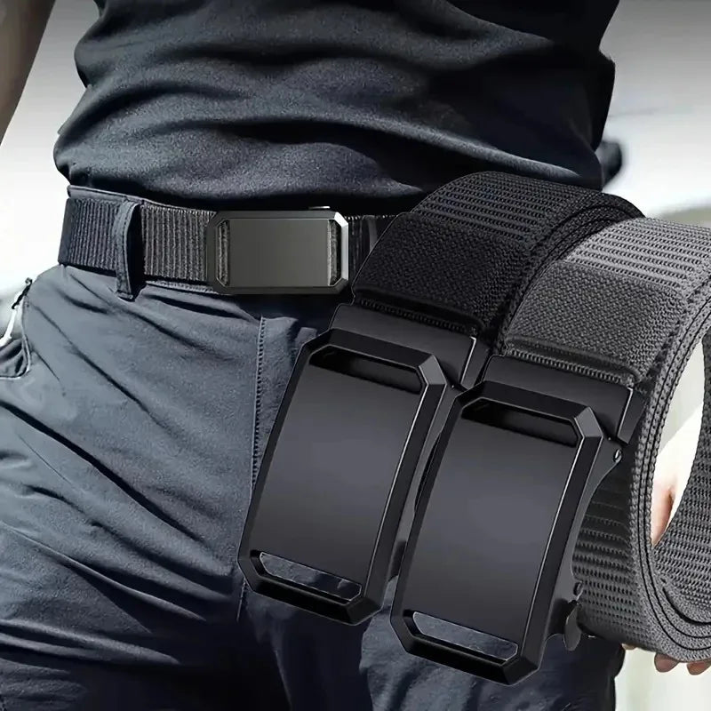 Men's Canvas Tactical Belt – Auto Buckle Military Style Canvas Tactical Belt Nixie