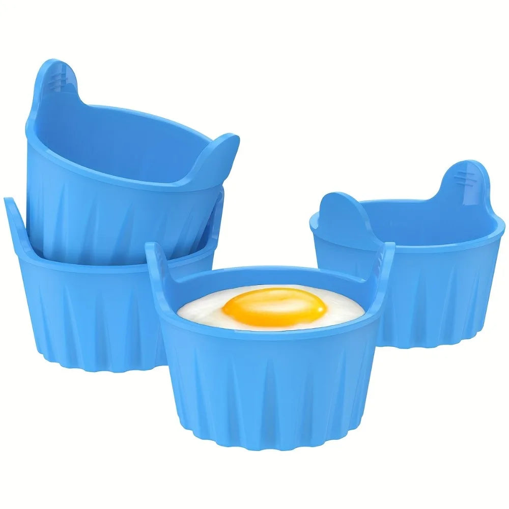 Silicone Baking Molds for Air Fryer & Steamer | Non-Stick Reusable Silicone Baking Molds Nixie Blue 4PCS-SET