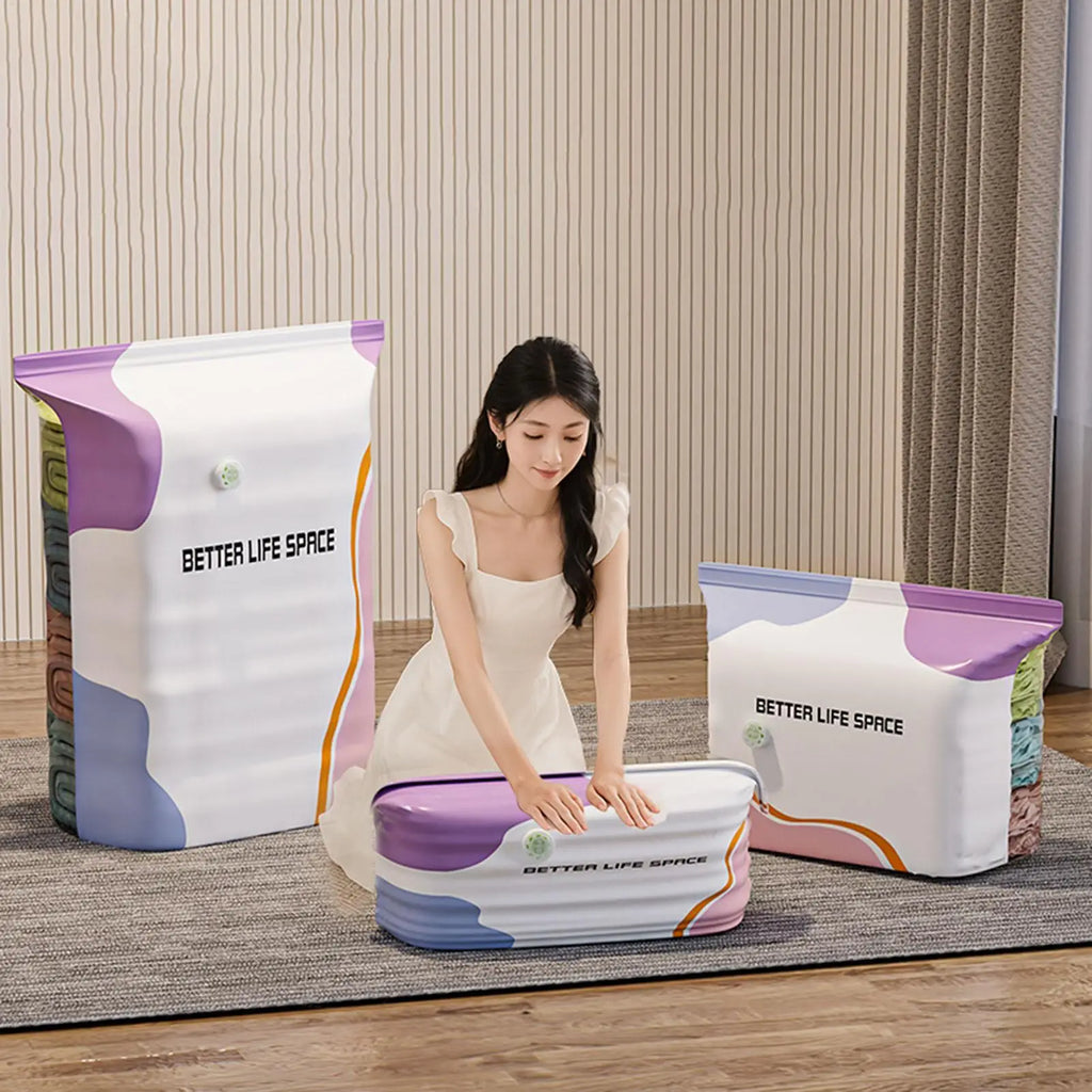 3-Pack No-Pump Compression Storage Bags for Clothes & Bedding