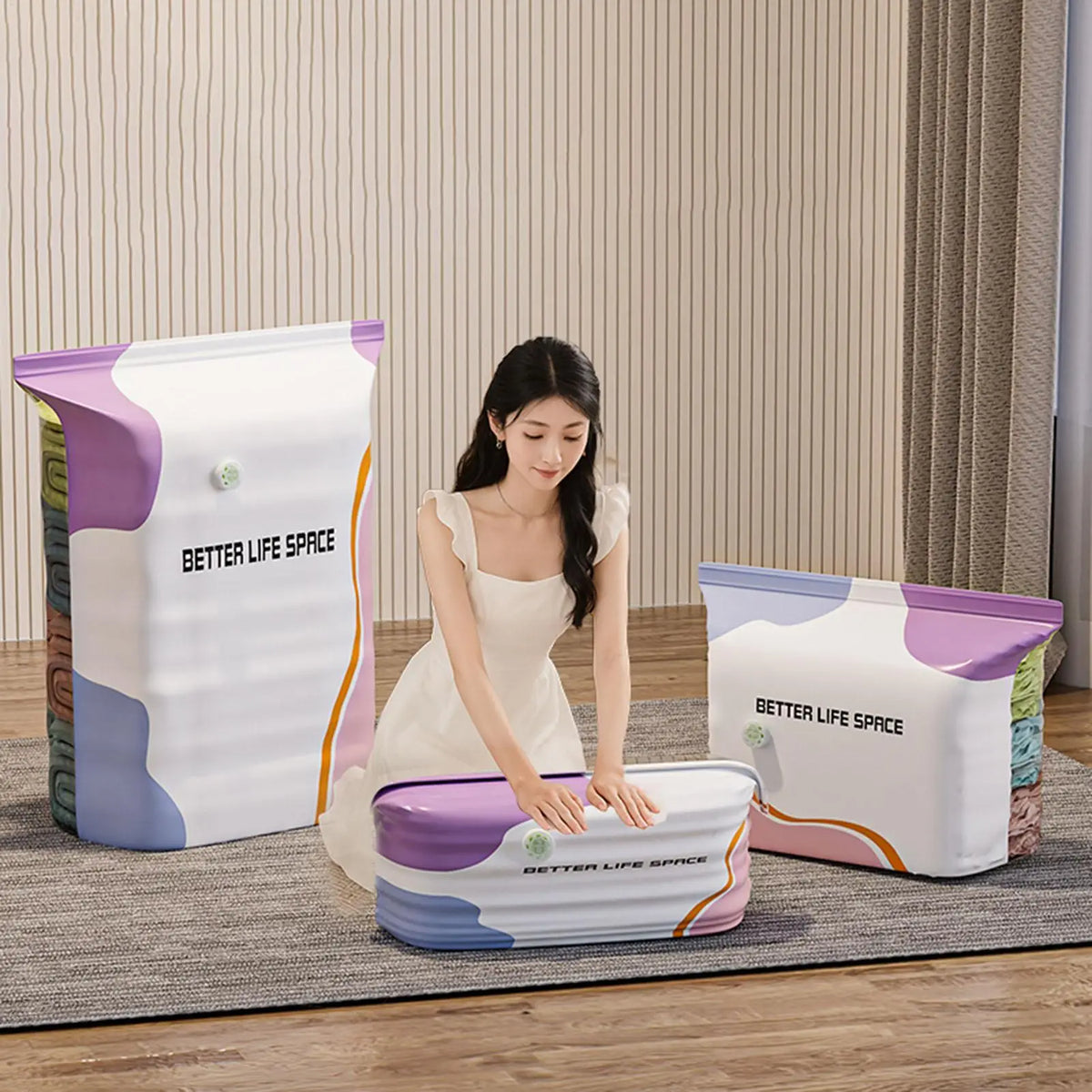 3-Pack No-Pump Compression Storage Bags for Clothes & Bedding