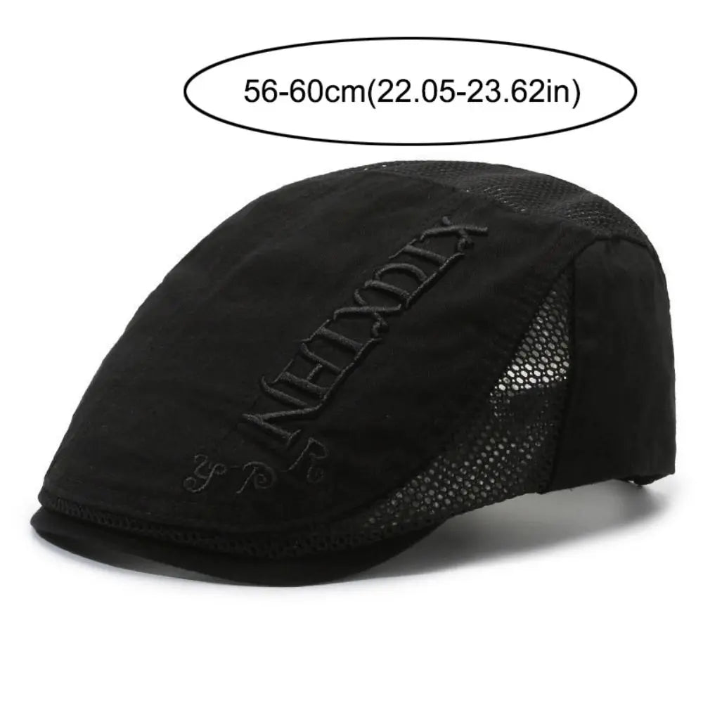 Letter Embroidered Mesh Flat Cap – Adjustable Outdoor Sports Hat Flat Cap Hat Nixie