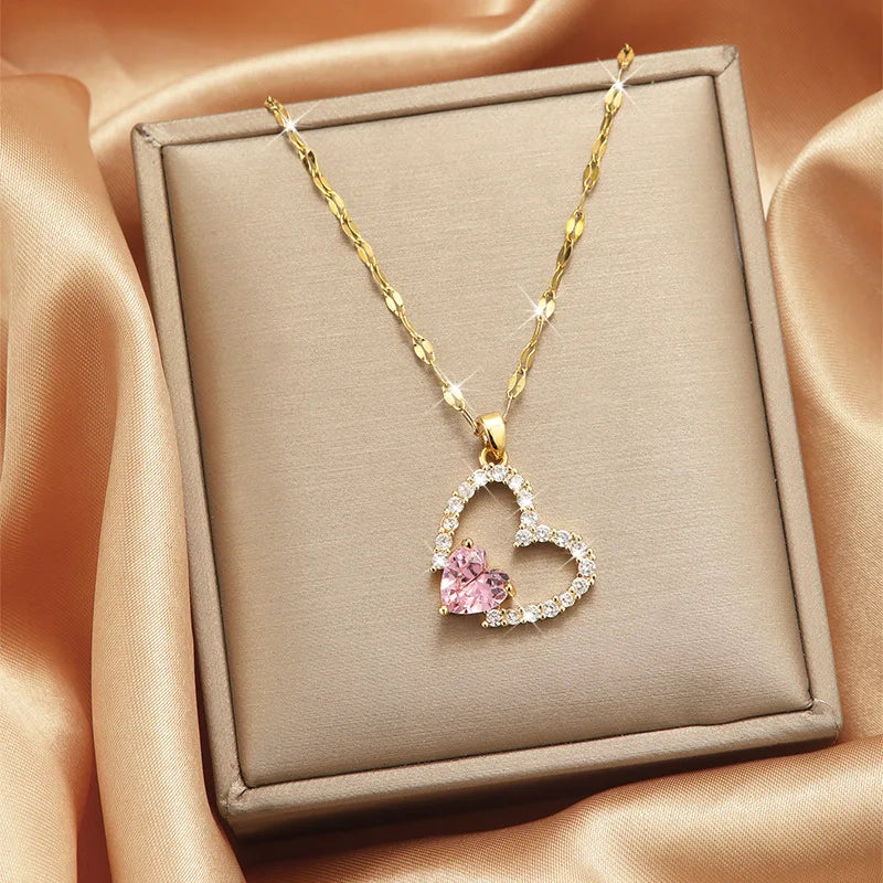 Women's Heart Pendant Clavicle Necklace – Stainless Steel Heart Pendant Necklace Nixie