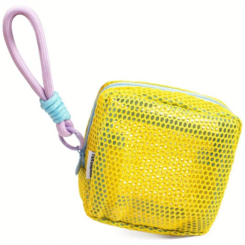 Square Mesh Cosmetic Bag – Portable Zipper Storage Pouch