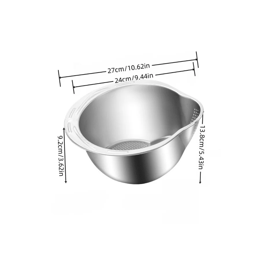 Stainless Steel Rice Washing Bowl & Colander Basket | Nixie Kitchen Colander Basket Nixie