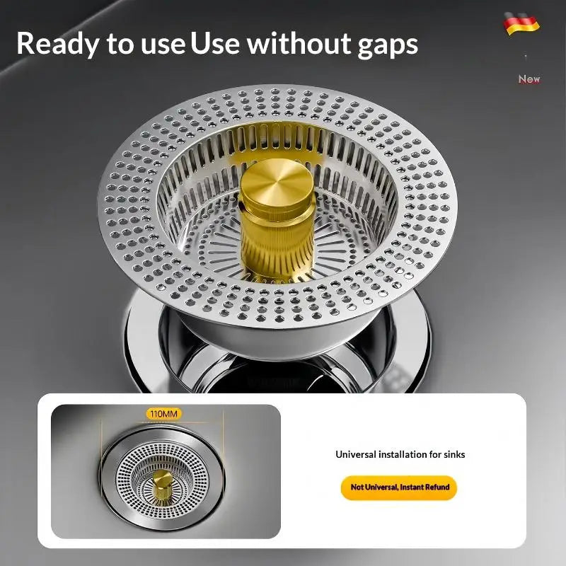 Stainless Steel Sink Drain Strainer Basket Filter & Pop-Up Stopper Sink Drain Strainer Nixie