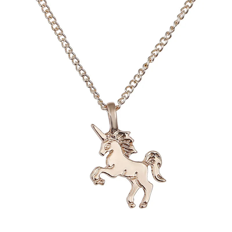 Unicorn Pendant Necklace Gold Plated Zinc Alloy – Women's Fashion Pendant Necklace Nixie Golden