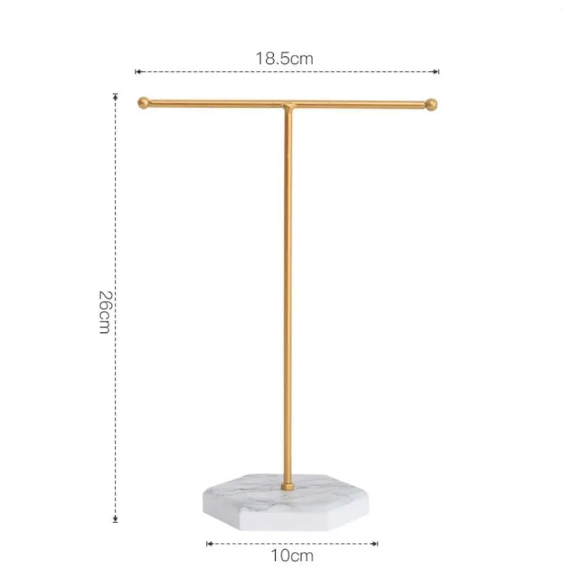 T-Shape Jewelry Display Stand – Minimalist Metal Organizer Jewelry Display Stand Nixie White Gold