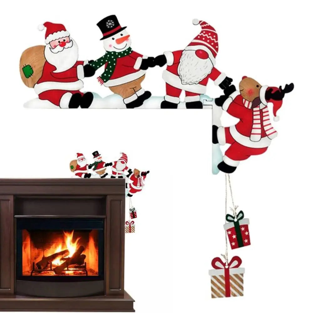 Santa Christmas Door Corner Decor Wooden Pendant Sign Christmas Door Decor Nixie