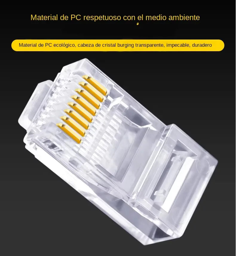 100pcs RJ45 CAT6/CAT5e Pass-Through Gold-Plated 8P8C Crimp Plugs Network Crimp Connectors Nixie