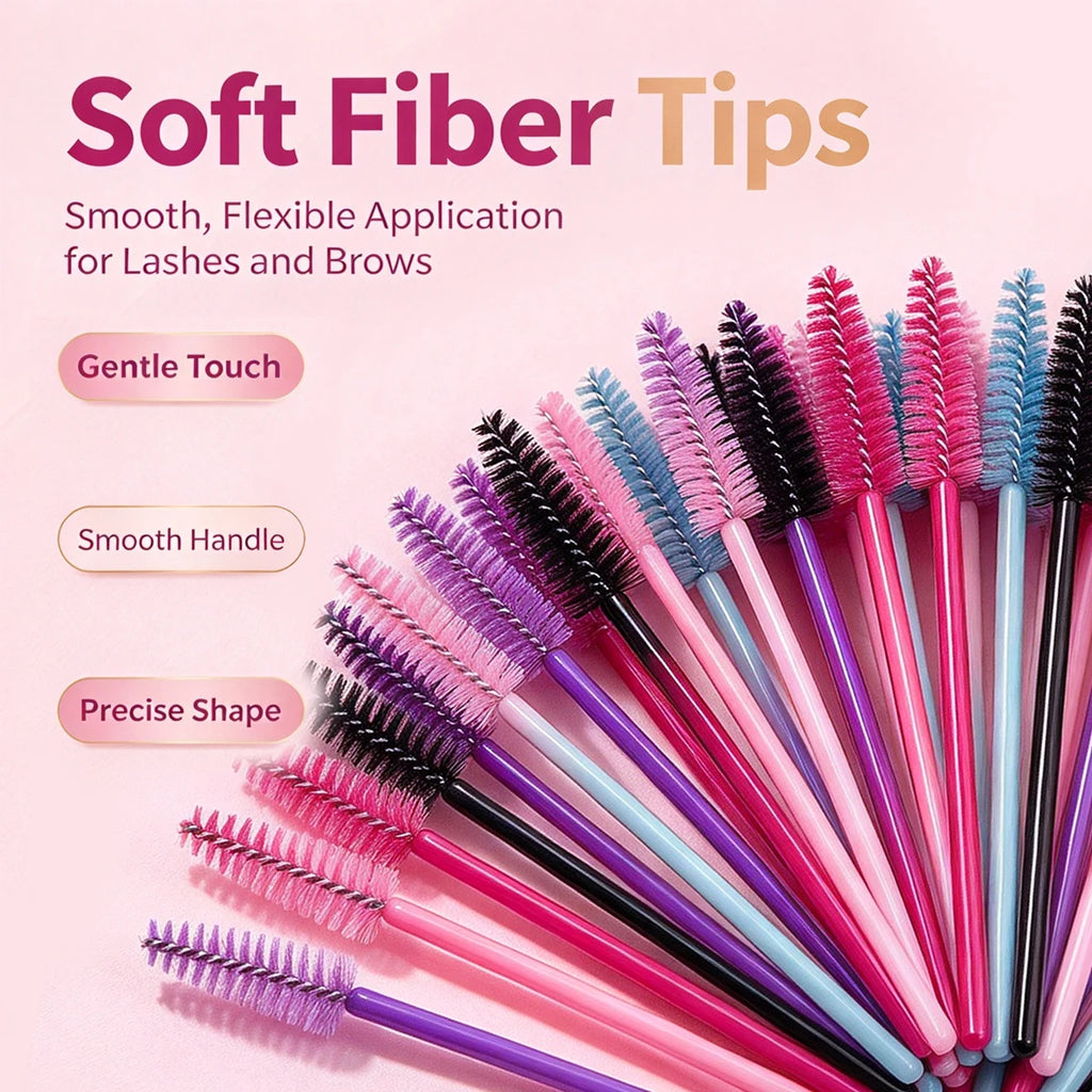 50 Pcs Mascara Wands Spoolie Eyelash & Eyebrow Brush Set Spoolie Brush Set Nixie MULTI