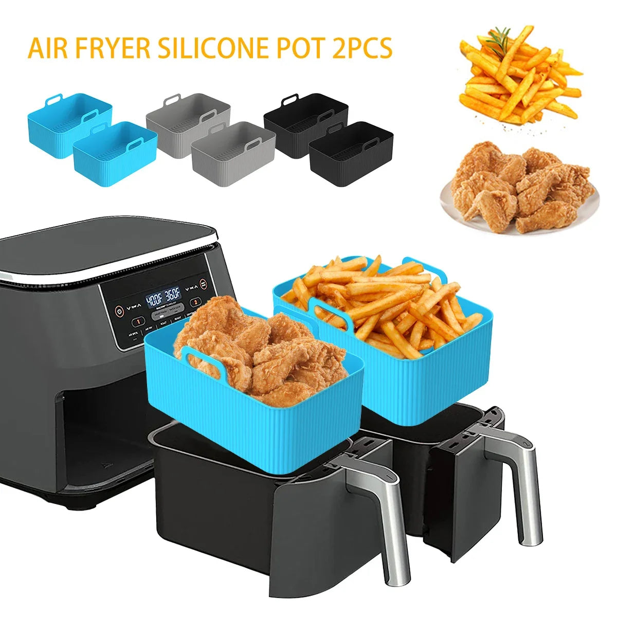 2Pcs Silicone Air Fryer Liners for Ninja Dual – Reusable Air Fryer Liner Nixie