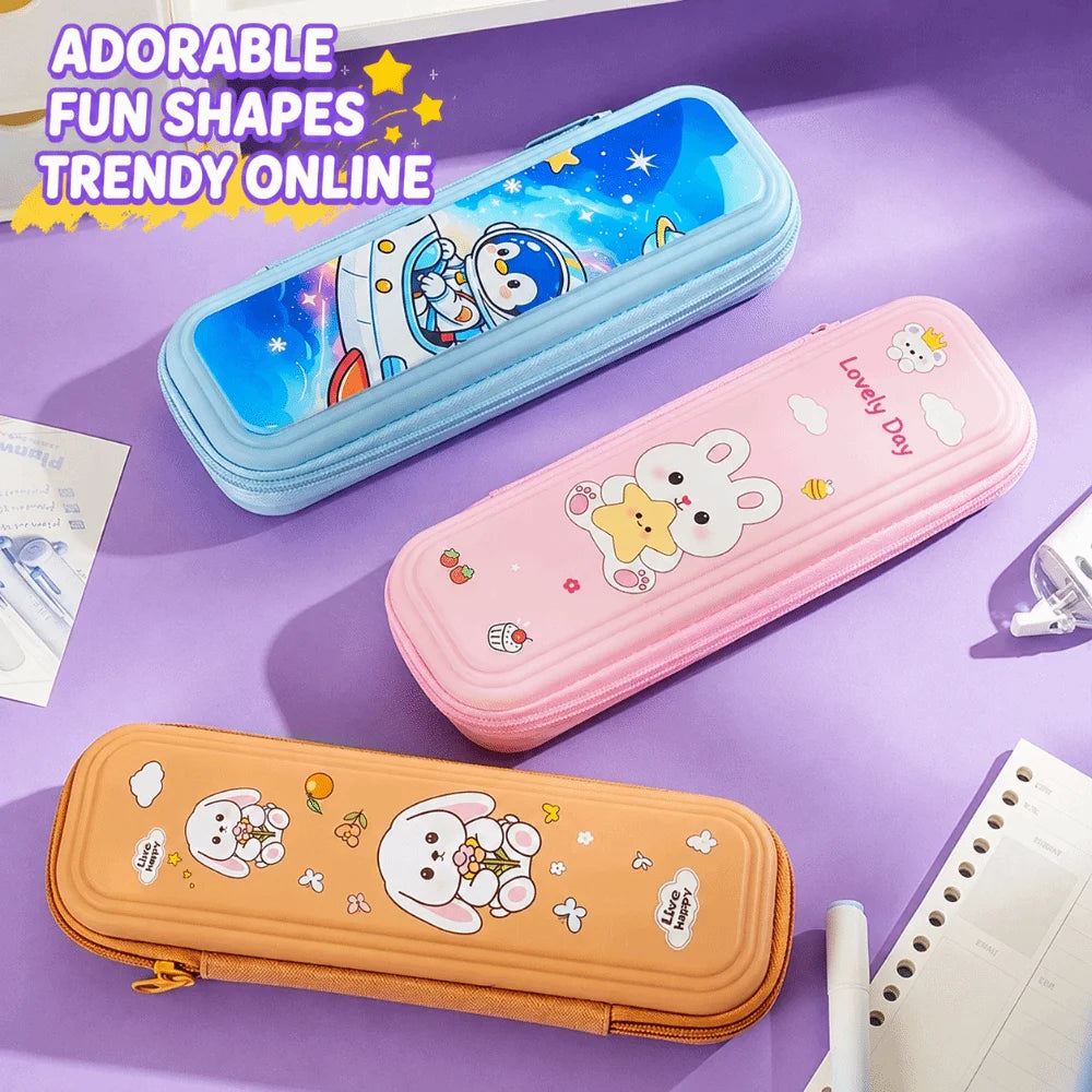 Cartoon Hard Shell Pencil Case – Large Capacity Stationery Box