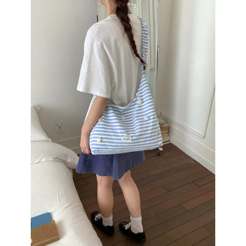 Korean Star Canvas Drawstring Crossbody Shoulder Bag for Women Crossbody Shoulder Bag Nixie