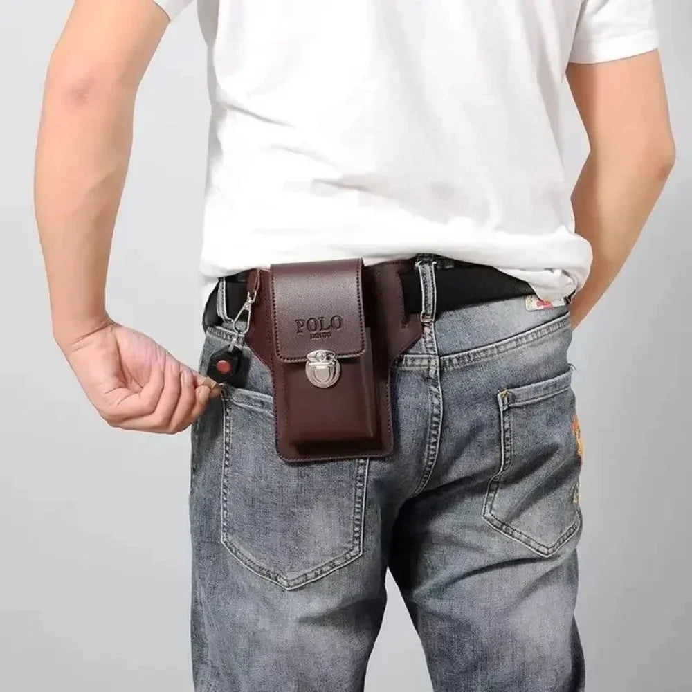Men's PU Leather Belt Pouch – Phone, Card & Key Waist Pack Belt Waist Pouch Nixie