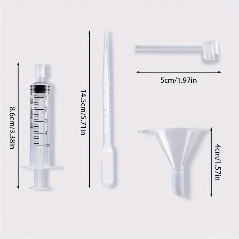 Perfume Transfer Set – Funnel, Pipette, Dropper & Syringe 20/40pc Cosmetic Transfer Tools Nixie