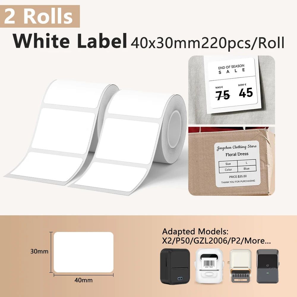 Marklife 2" Round Thermal Labels – Waterproof, BPA-Free, P50 D100 Thermal Label Stickers Nixie 2ROlls 4030