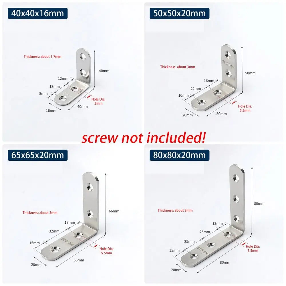 SUS304 Stainless Steel 90° Corner Brace Bracket Furniture