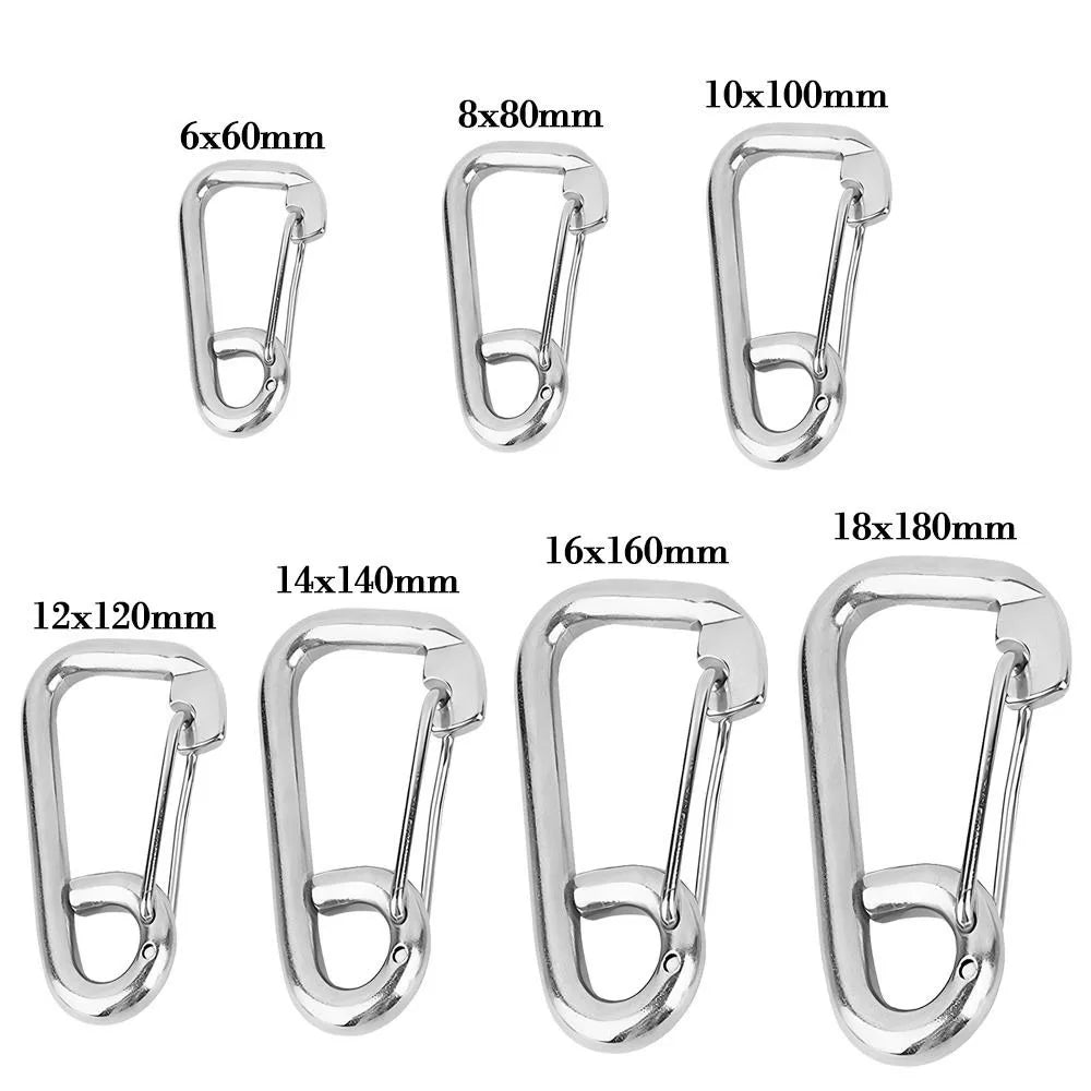 Heavy Duty 304 Stainless Steel Carabiner Clip – 6 Sizes