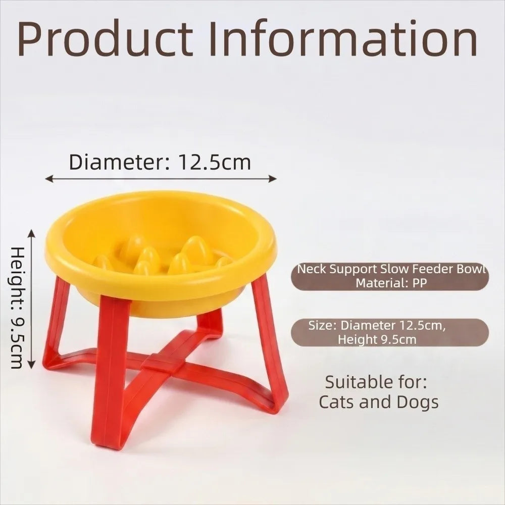 Elevated Slow Feeder Cat Bowl with Stand – Large Diameter Elevated Pet Feeder Nixie