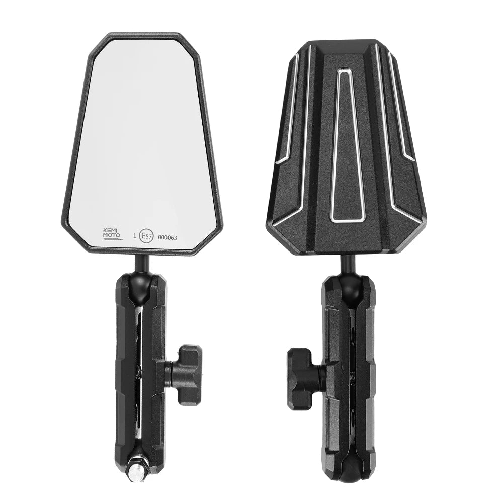 KEMITOUR Aluminum Motorcycle Side Mirrors M8 M10 Universal Kit Motorcycle Side Mirrors Nixie Black