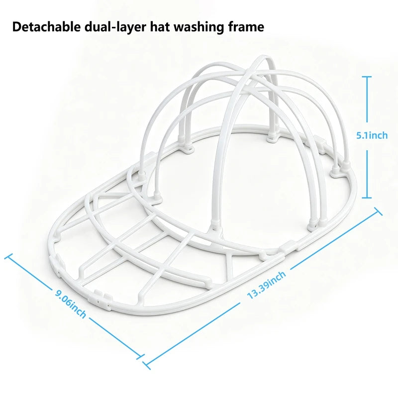 Baseball Cap Washer Cage & Mesh Bag | Anti-Deformation Hat Cleaner Hat Washer Cage Nixie Hat rack-white