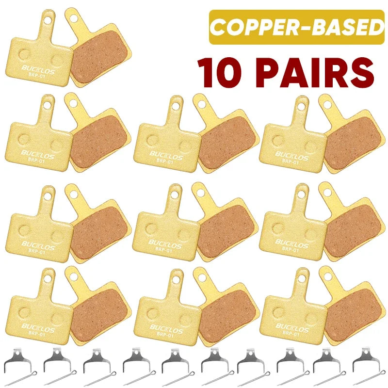 BUCKLOS Copper Disc Brake Pads for Shimano B01S MTB Bikes Disc Brake Pads Nixie Copper-Based 10Pairs