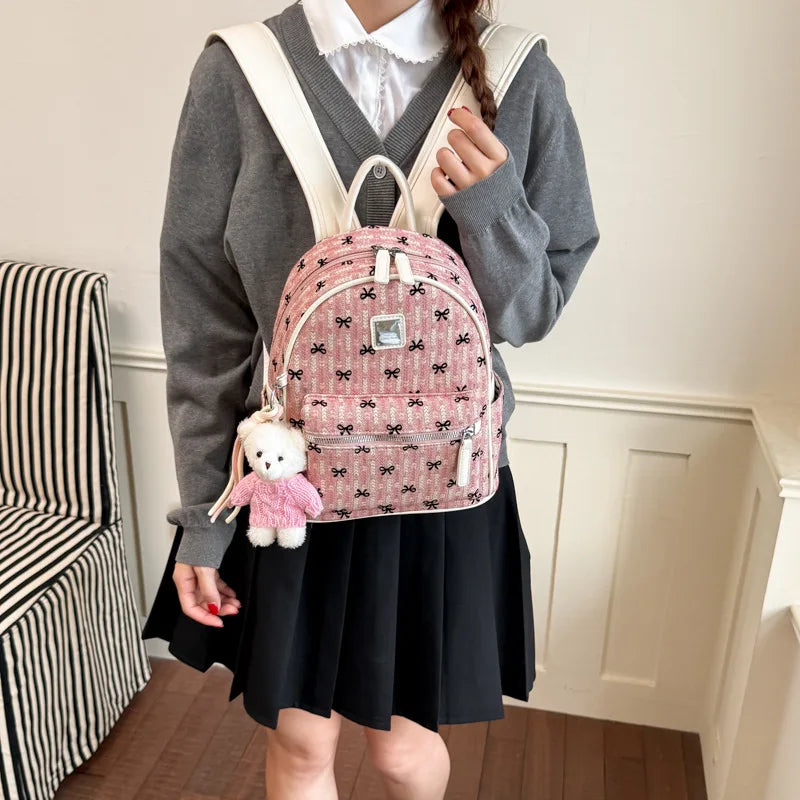 Sweet Bowknot Print Women's Backpack – Waterproof Travel Bag Women's Backpack Nixie