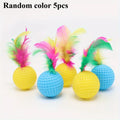 Sisal Scratching Ball Cat Toy with Feather – 1 or 5 Pcs Interactive Cat Toy Nixie random color 5pcs