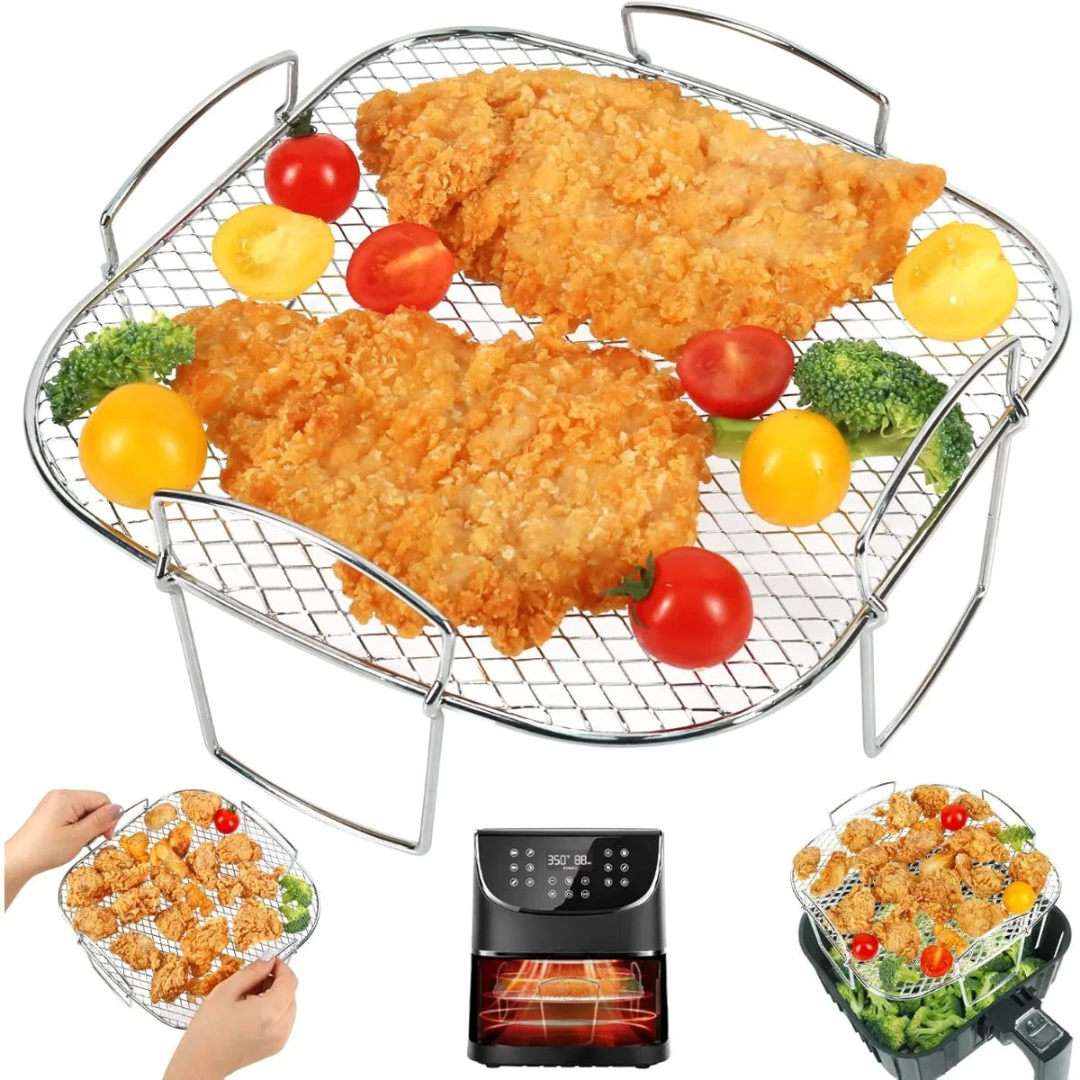 Stainless Steel Air Fryer Rack – Grill, Dehydrator & Steamer Air Fryer Rack Nixie