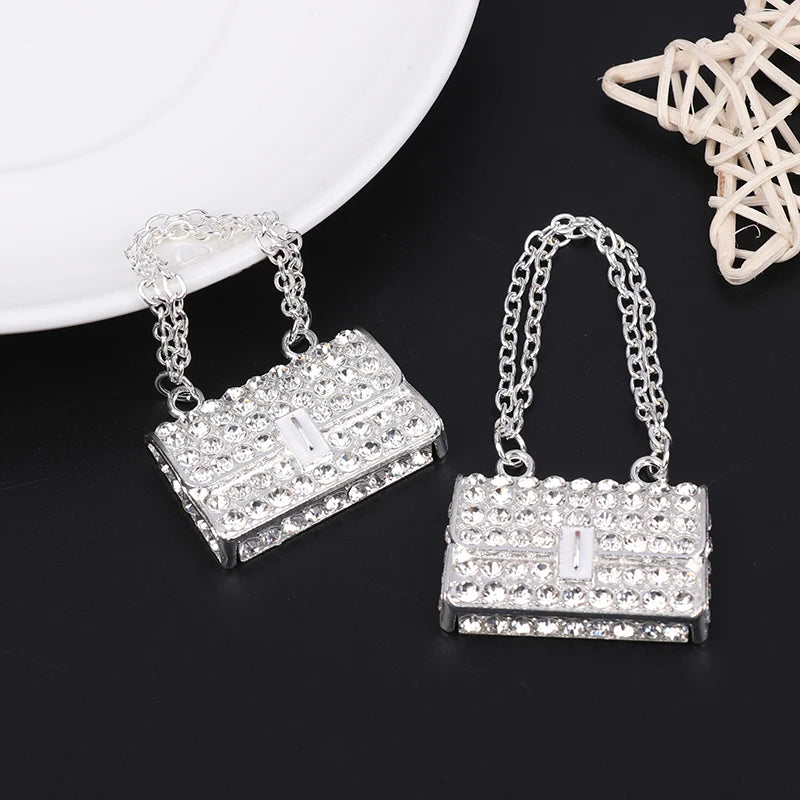 Miniature Metal Handbag with Chain – Dollhouse Accessory