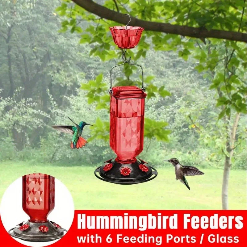 Hanging Glass Hummingbird Feeder – 6 Ports, Leak-Proof Bird Feeder Nixie