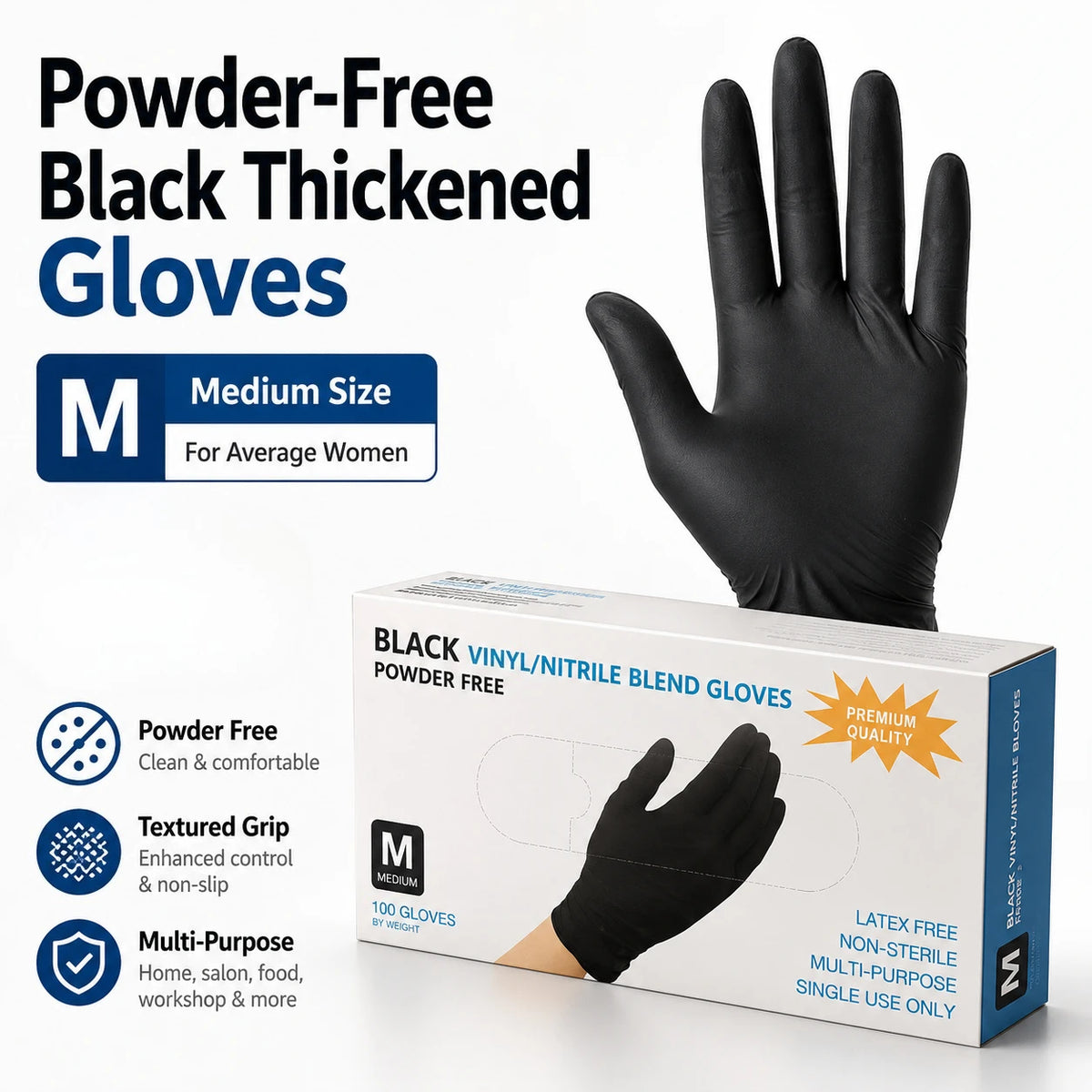 Disposable Black Nitrile Gloves – Latex Free | 10/50/100 PCS Disposable Nitrile Gloves Nixie M 10pcs