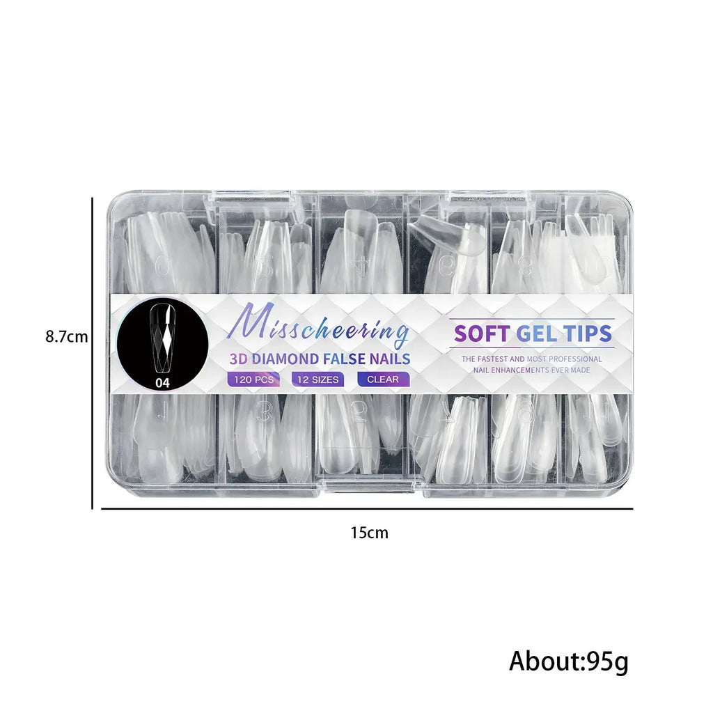 3D Diamond Almond Ballet Press On Nails – Long False Nails Set Press On Nails Nixie