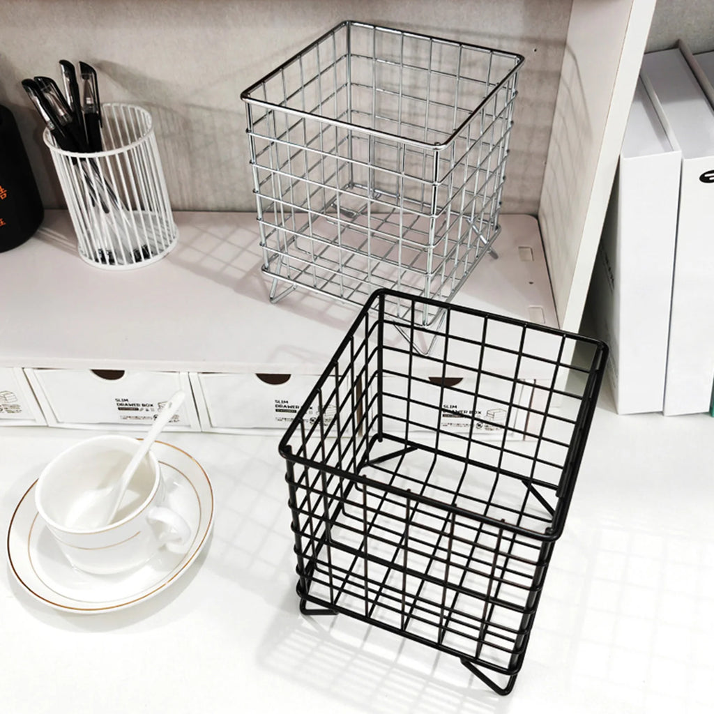 Iron Storage Basket – Kitchen, Desktop & Cosmetic Organizer Iron Storage Basket Nixie