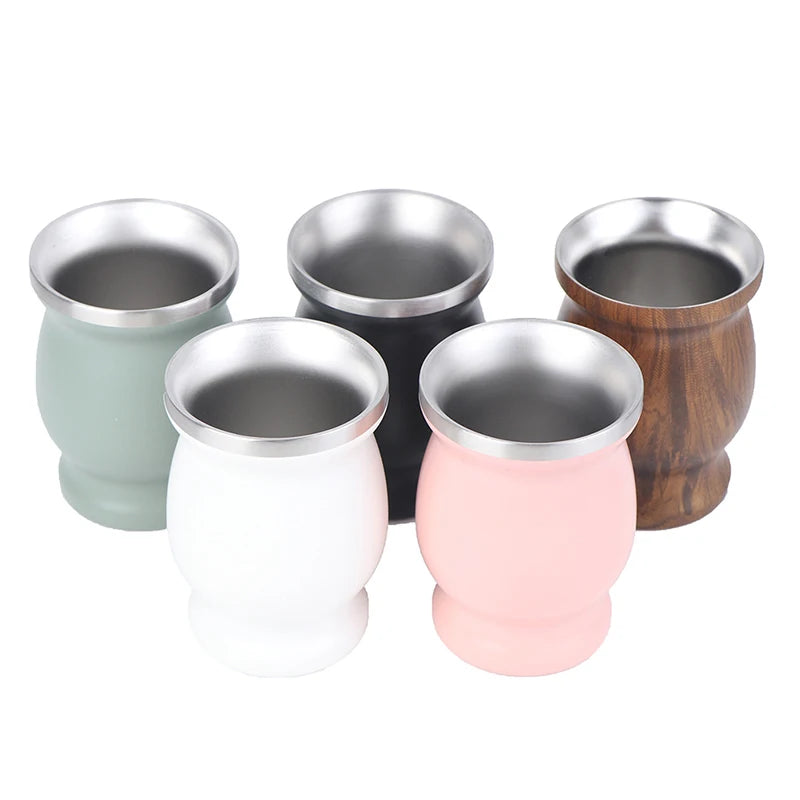Stainless Steel Yerba Mate Gourd Cup 8oz Set with Bombillas Mate Gourd Cup Set Nixie
