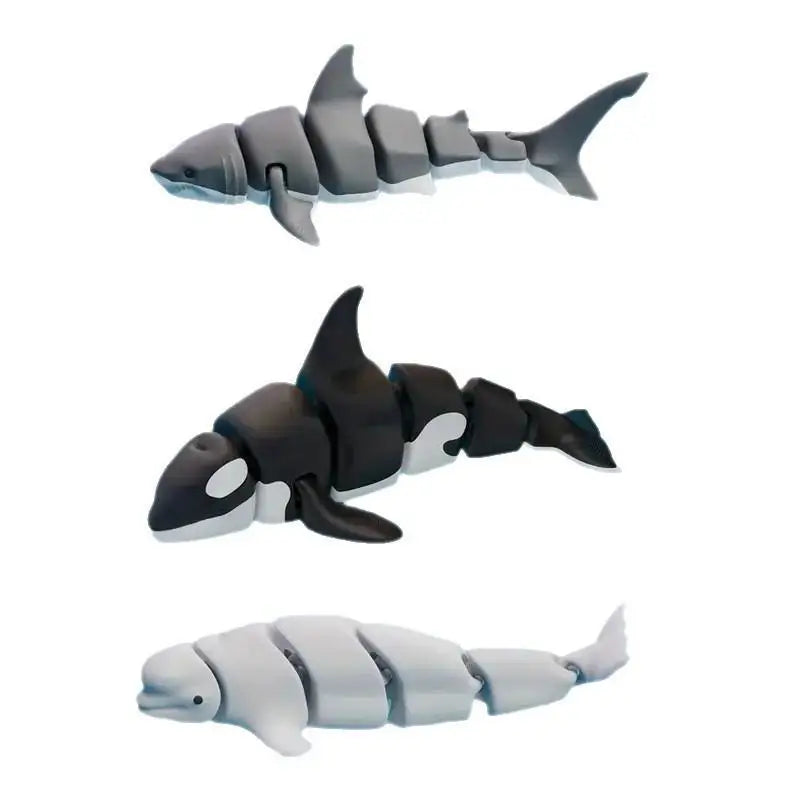 3D Printed Articulated Killer Whale Figurine | Desk & Car Decor Articulated Animal Figurine Nixie