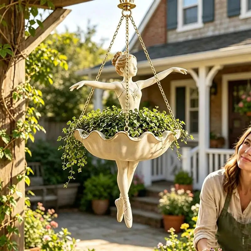Resin Ballet Dancer Hanging Planter – UV Resistant Ballerina Pot Hanging Planter Nixie