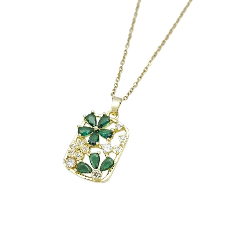 Floral Waterdrop Gold Pendant Necklace – Women's Stainless Steel Pendant Necklace Nixie