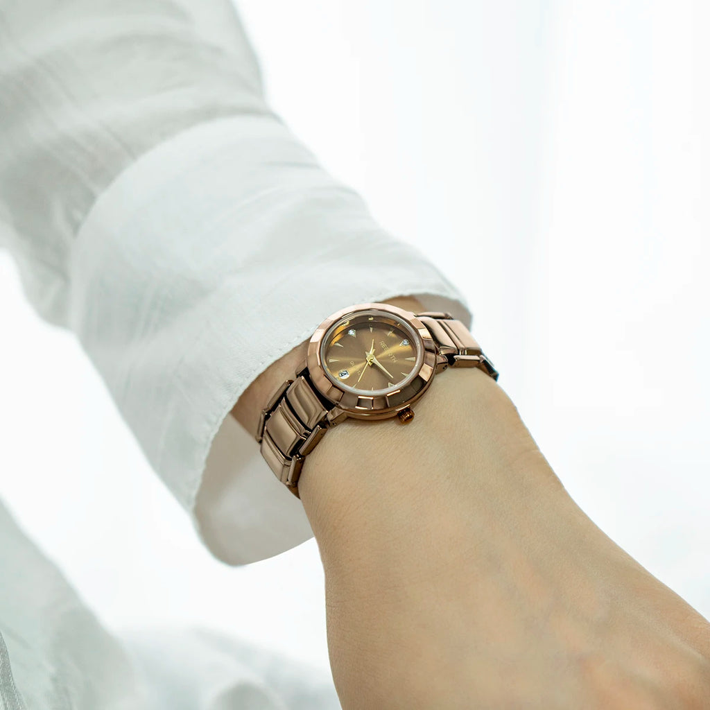 REBIRTH Women's Elegant Quartz Watch with Calendar Display Women's Quartz Watch Nixie