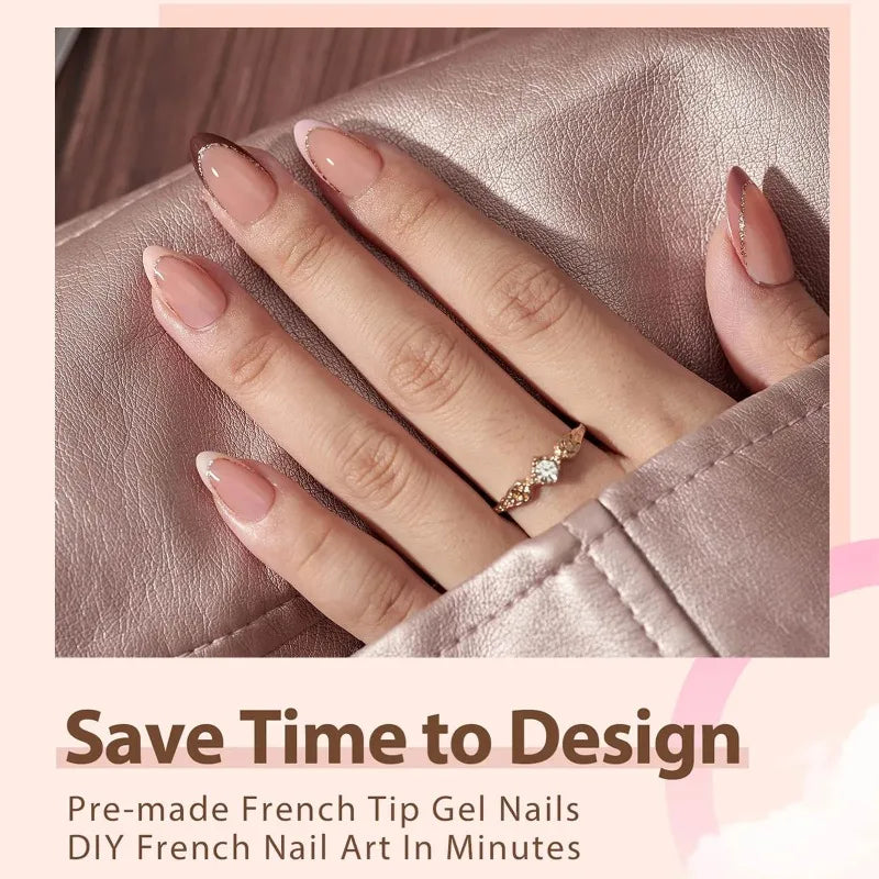 150pcs Press On Nails Set – 6 Colors Almond French Tips Press On Nails Nixie