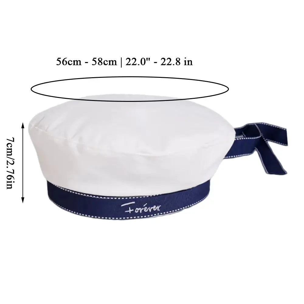 Japanese Sailor Hat Ribbon Bowknot Letter Embroidery Octagonal Cap Sailor Hat Nixie